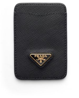 Prada Tarjetero De Piel Saffiano, Mujer - Negro