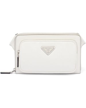 Prada Riñonera De Piel Saffiano, Hombre - Blanco