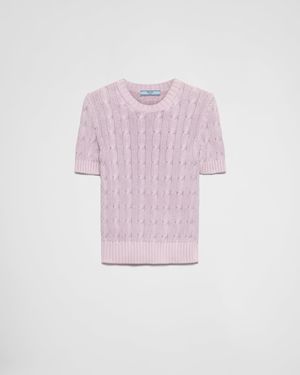 Prada Pull À Col Rond En Coton - Rose