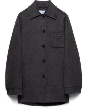 Prada Chaquetón De Botonadura Simple De Cashwool Doble, Mujer, Talla - Azul