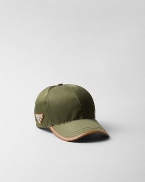 Prada Casquette De Baseball En Re-Nylon Et Cuir - Vert