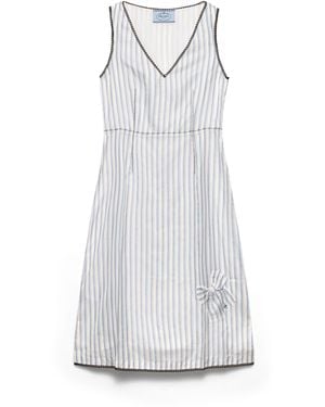 Prada Vestido A Rayas Con Lazo, Mujer, Talla - Blanco