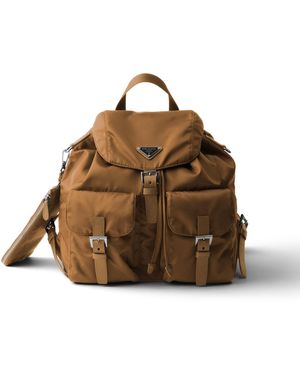 Prada Mochila De Re-Nylon Mediana, Mujer - Marrón