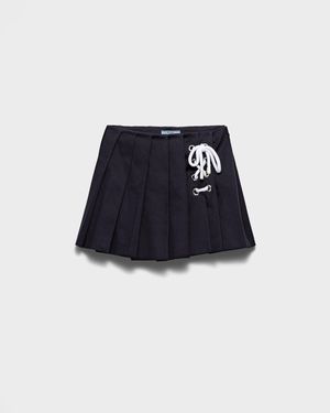 Prada Pleated Stretch Drill Miniskirt - Blue