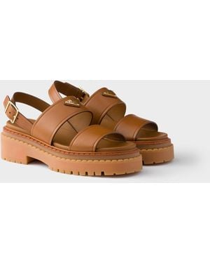 Prada Leather Sandals - Brown