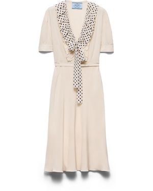 Prada Vestido De Marocain Bordado, Mujer, Talla - Neutro