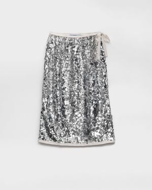 Prada Embroidered Sequin Skirt - Gray