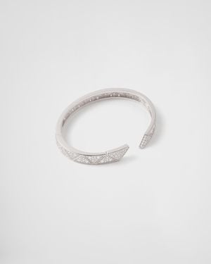 Prada Eternal Gold Bangle Bracelet In White Gold With Pavé Diamonds