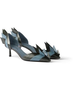 Prada Zapatos De Tacón De Charol En Dos Tonos, Mujer, Talla - Azul