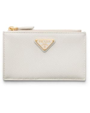 Prada Tarjetero De Piel Saffiano, Mujer - Blanco