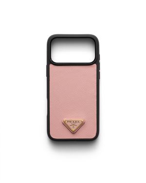 Prada Funda De Piel Saffiano Para Iphone 17 Pro, Mujer - Naranja