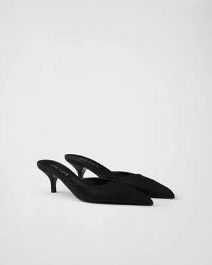 Prada Mules En Satin - Blanc