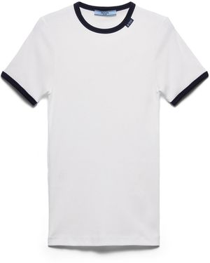 Prada Top De Punto Acanalado, Mujer, Talla - Blanco