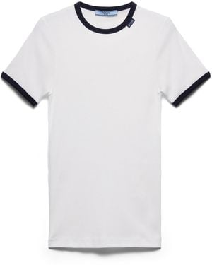 Prada Top De Punto Acanalado, Mujer, Talla - Blanco
