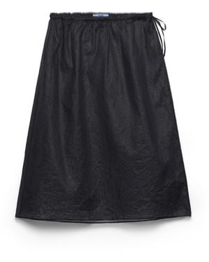Prada Falda Midi De Organdí De Algodón, Mujer, Talla - Negro
