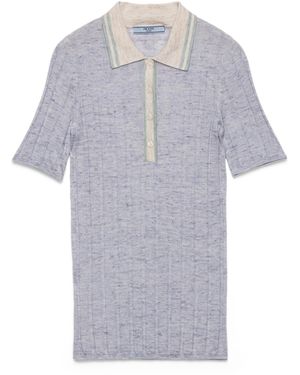 Prada Jersey De Cachemir, Seda Y Lino Tipo Polo, Mujer, Talla - Gris