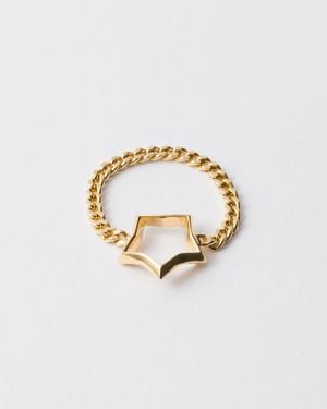 Prada Metal Chain Ring - White