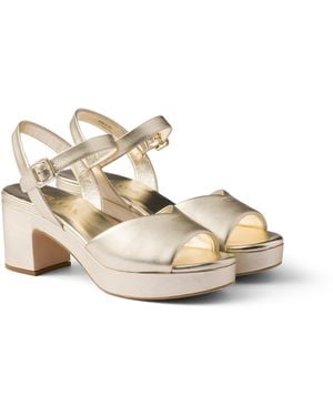 Prada Sandalias De Napa Acolchadas, Mujer, Talla - Metálico