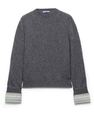 Prada Wool And Cashmere Crew-Neck Sweater, Mujer, Talla - Gris