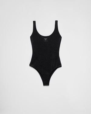 Prada Maillot De Bain Une Pièce En Jersey À Strass - Noir