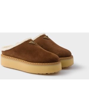 Prada Suede Slippers - Brown