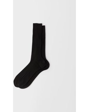 Prada Cotton Mid-Calf Socks, Size 10 - Black