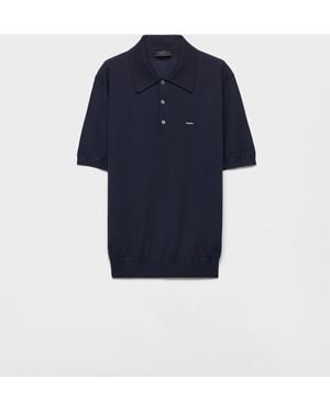 Prada Poloshirt Aus Superfine-Wool - Blau