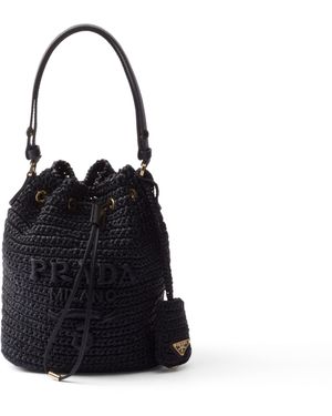 Prada Minibolso Saco De Croché Y Piel - Negro