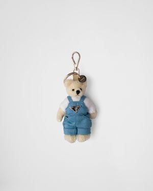 Prada Teddy Bag Charm With Metal Ring - Blue