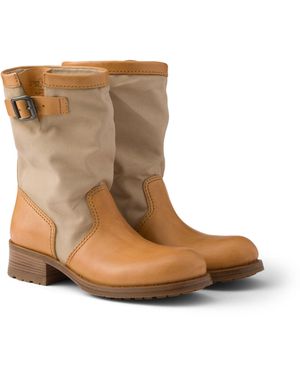 Prada Botas De Piel Y Lona, Mujer, Talla - Blanco