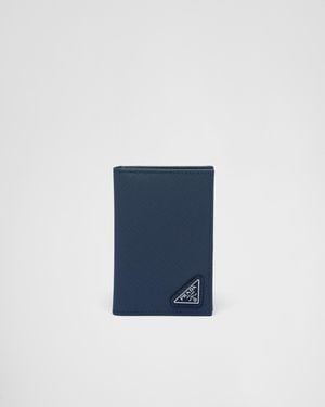 Prada Portacarte In Saffiano - Blu