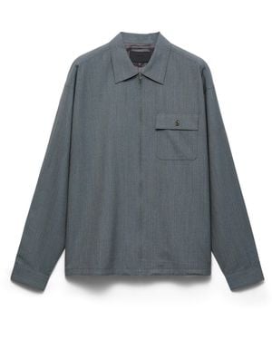 Prada Camisa De Lana Con Cremallera, Hombre, Talla - Azul