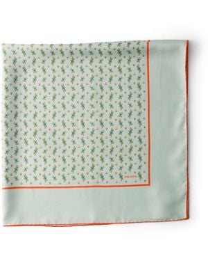 Prada Bufanda De Sarga Estampada 90, Mujer - Verde