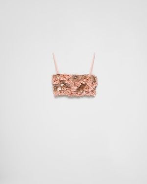 Prada Embroidered Organza Top - White