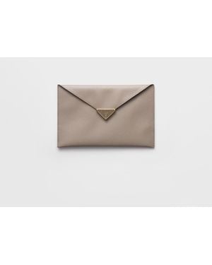 Prada Saffiano Leather Envelope Clutch - White