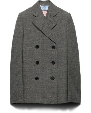 Prada Chaqueta De Botonadura Doble A Cuadros Príncipe De Gales - Gris