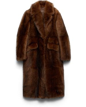 Prada Abrigo De Borreguillo, Mujer, Talla - Marrón