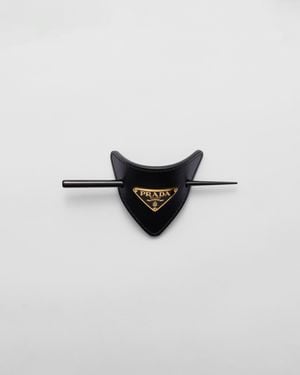 Prada Leather Hair Clip - Black