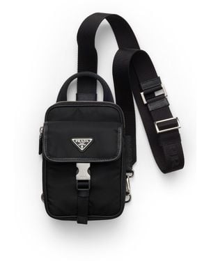 Prada Funda Para Smartphone De Re-Nylon Y Piel Saffiano, Hombre - Negro