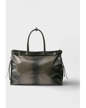 Prada Cabas Bonnie En Cuir Vieilli - Noir