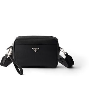 Prada Bolso Bandolera De Piel Saffiano, Hombre - Negro