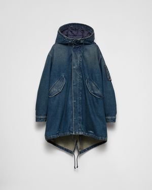 Prada Veste En Denim Matelassé - Bleu