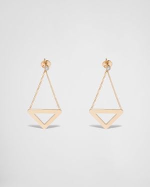 Prada Eternal Gold Cut-out Drop Earrings In Yellow Gold With Diamonds - Natural