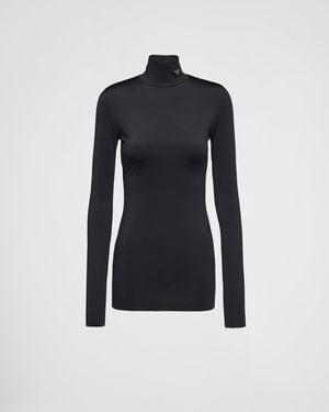 Prada Haut À Col Roulé En Jersey - Bleu