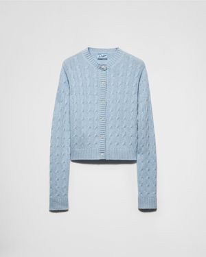Prada Cardigan En Cachemire - Bleu
