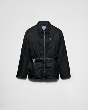 Prada Re-Nylon Down Jacket With Belt - Black