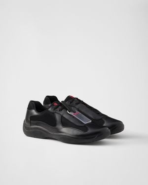 Prada America's Cup Leather Sneakers - Black