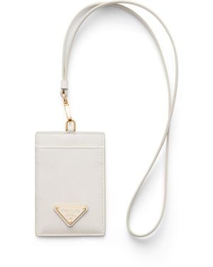 Prada Porta Credencial De Piel Saffiano, Mujer - Blanco