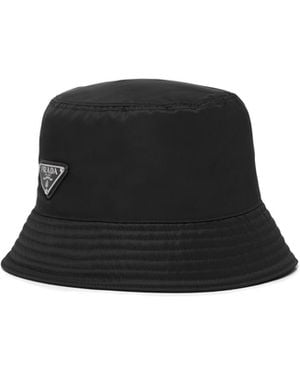 Prada Sombrero de pescador con logo triangular - Negro