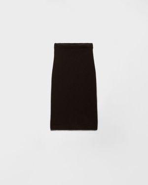 Prada Jupe En Maille Ajourée En Cachemire - Noir